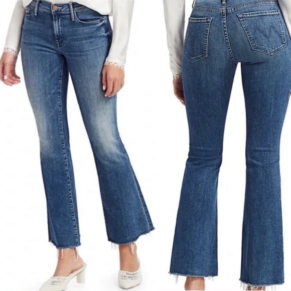 MOTHER Jeans The Weekender Fray in Groovin’ Blue Size 24 Cropped - Picture 1 of 15